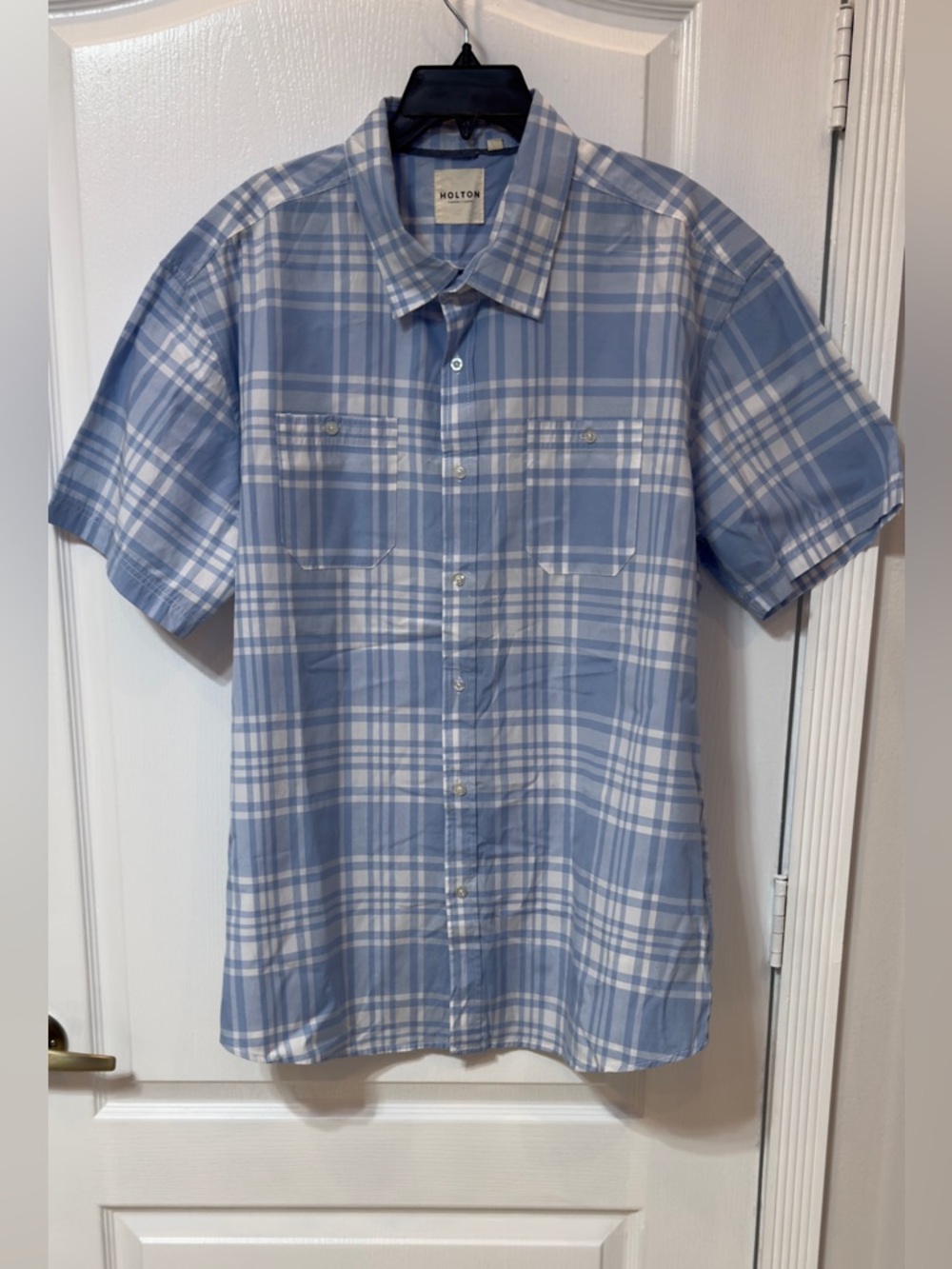 Holton Canvas Cloth  Men's Light Blue Plaid Button-Up Shirt XXL New w/o tags